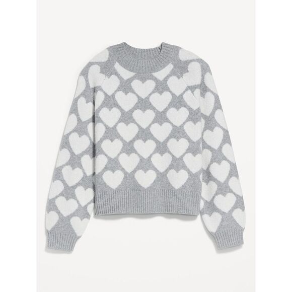 NWT Old Navy SoSoft Grey and White Heart Pattern Sweater - Picture 4 of 4